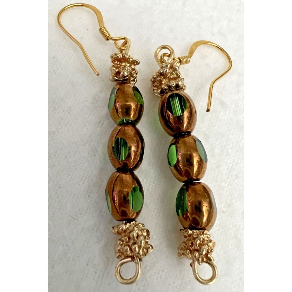 Dangle Earrings Women Green Crystal Gold Plated Pageant Prom Jewelry